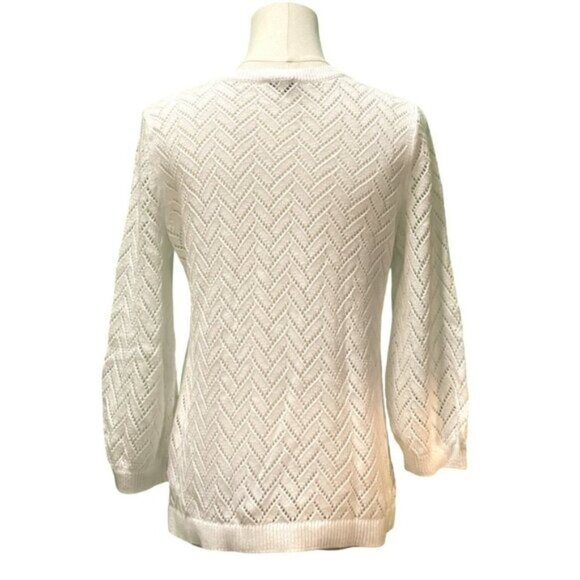 Talbots White Crew Neck Sweater - Picture 2 of 5